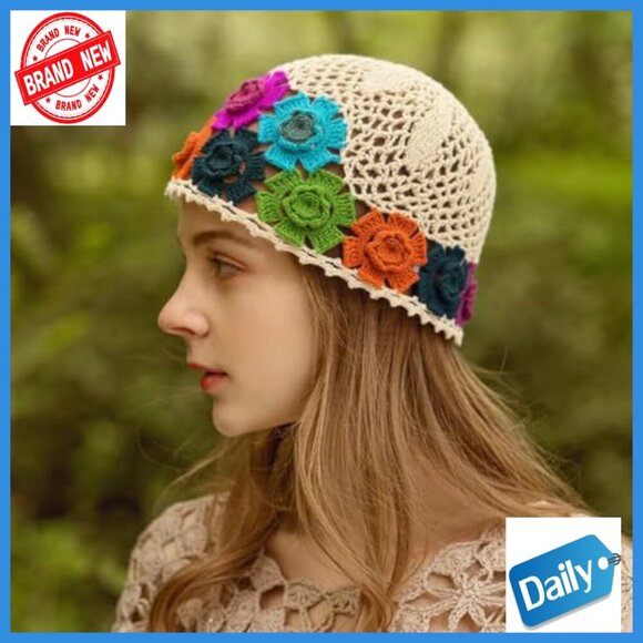 Handmade Crochet Beanie Sun Hat Lightweight Openwork Summer Skull Cap main image 6